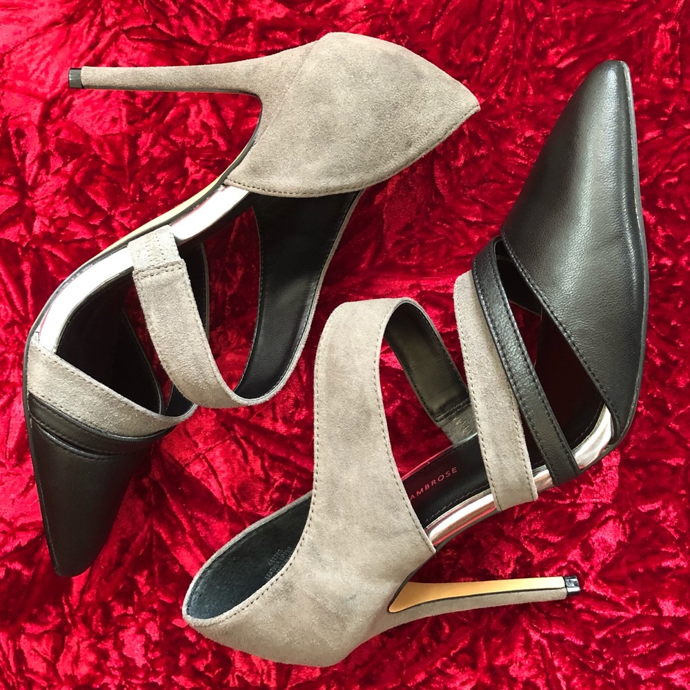 June Ambrose Genuine Leather And Suede Heels